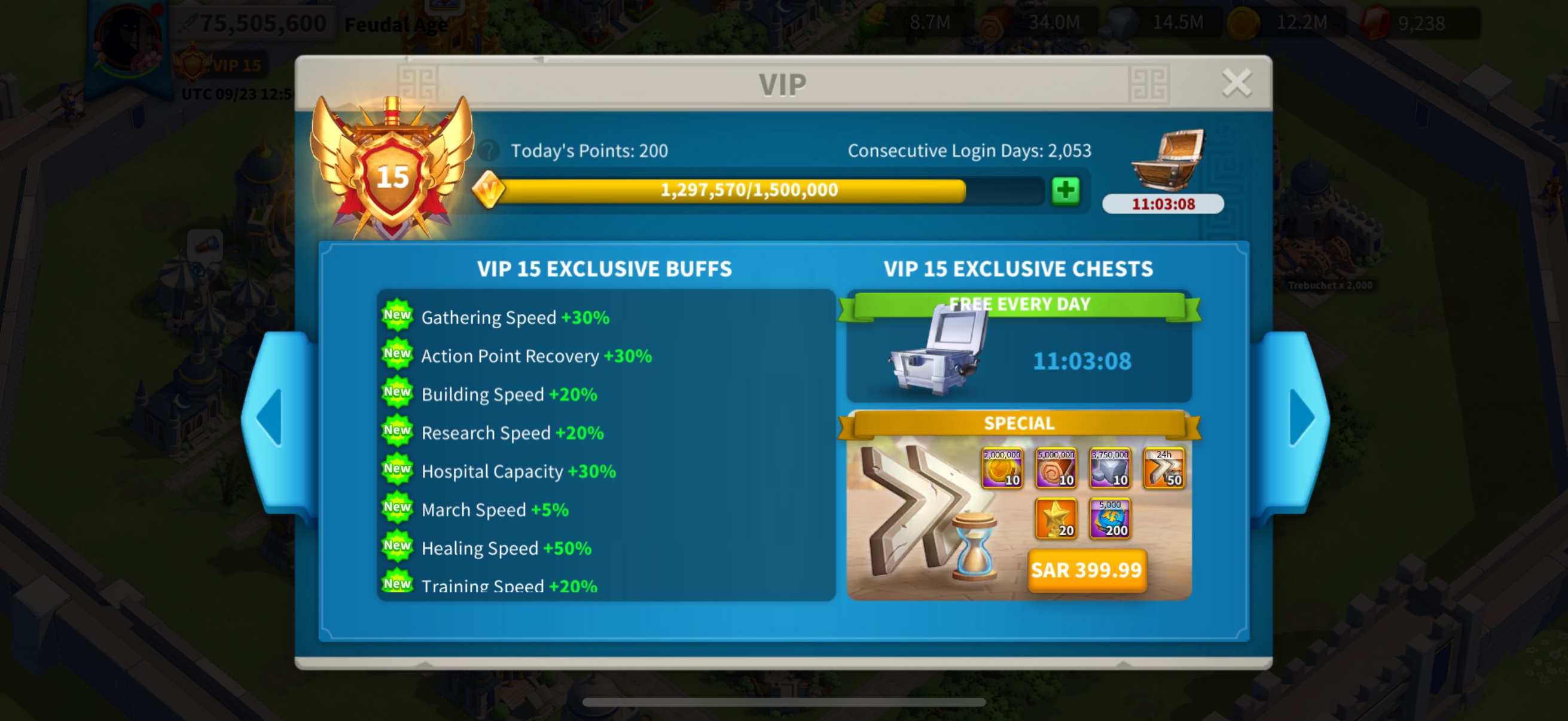75M + VIP15 + 1.4KP + 1 farm - 2
