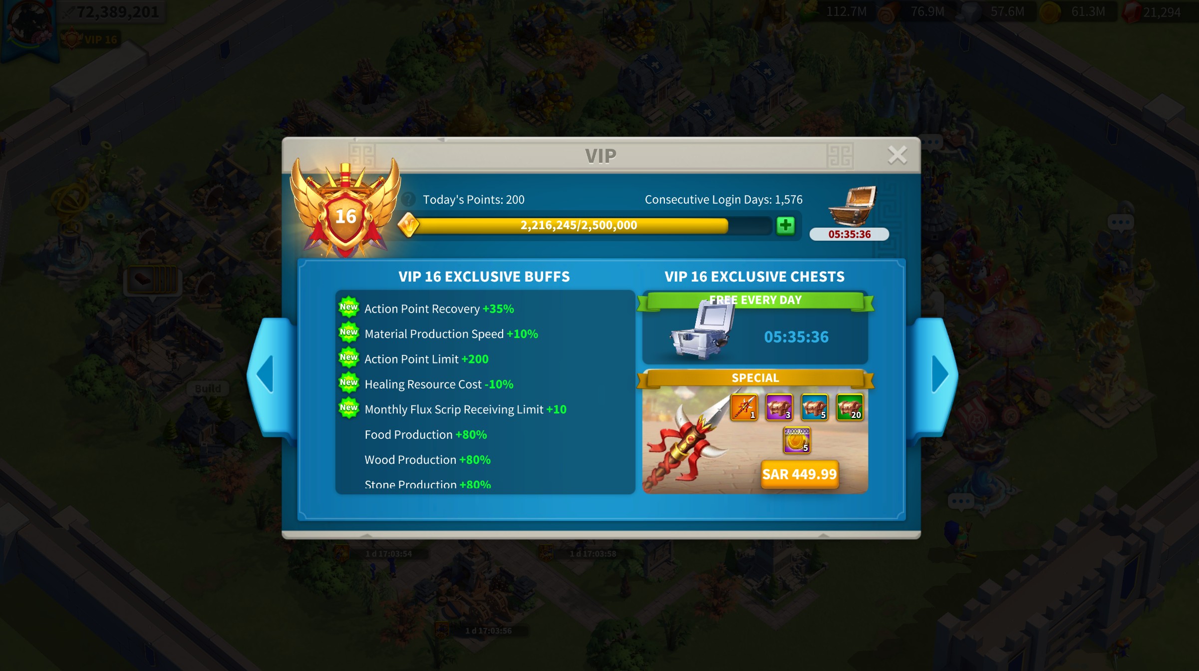 72M + VIP16 + 1.5KP + 1 farm - 2