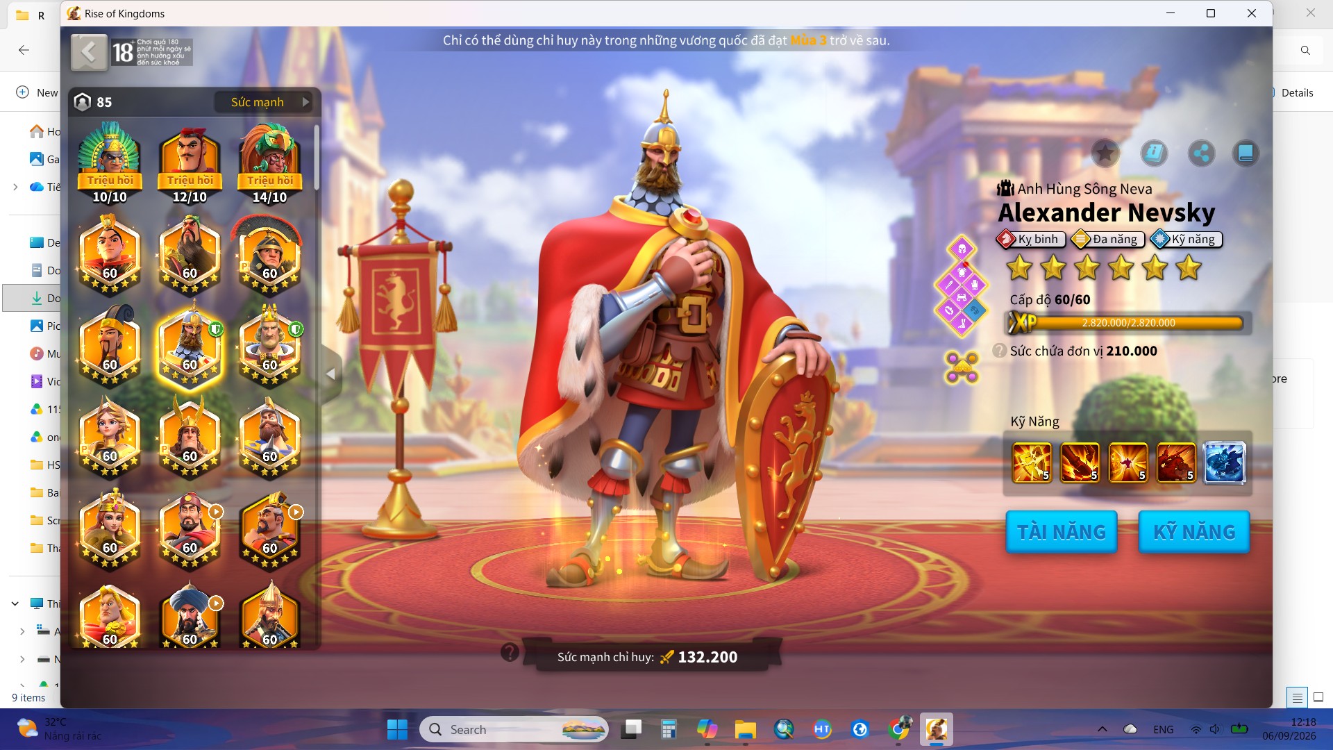 Acc 65M Power VIP 15 – 10 Tướng Huyền Thoại Max Skill” - 1