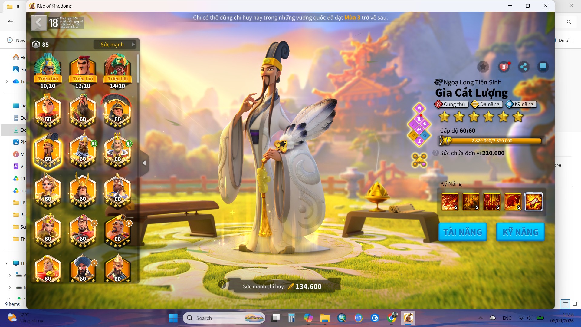 Acc 65M Power VIP 15 – 10 Tướng Huyền Thoại Max Skill” - 2