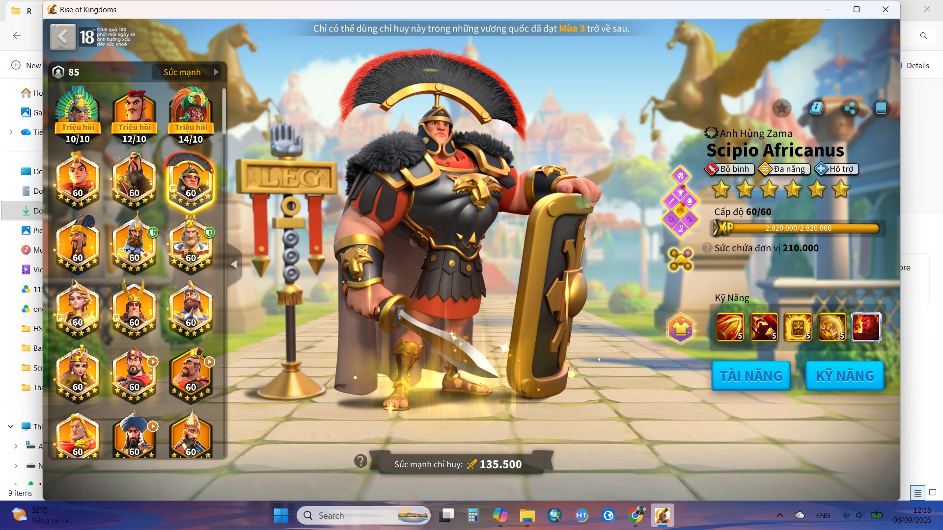 Acc 65M Power VIP 15 – 10 Tướng Huyền Thoại Max Skill” - 3
